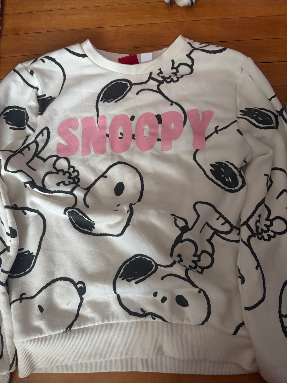 Snoopy Graphic Sweatshirt for Kids - White with Pink Lettering